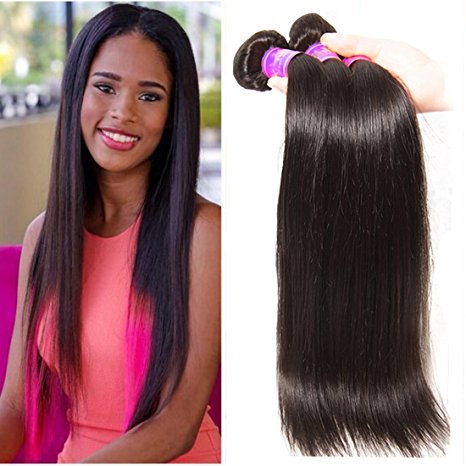 ALI JULIA Wholesale 7A Brazilian Straight Virgin Hair Weave 3 Bundles 100% Unprocessed Remy Human Hair Weft Extensions 95-100g/pc Natural Black Color (10 12 14")