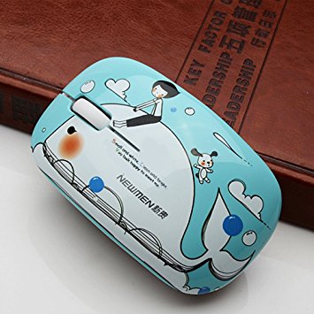 SROCKER MS201 Silent Click 2.4GHz Wireless Optical Mini Cute Mouse/Mice with Nano Receiver for Kids/Girls Small Hands and for PC/Laptop/Desktop/Mac (Blue)