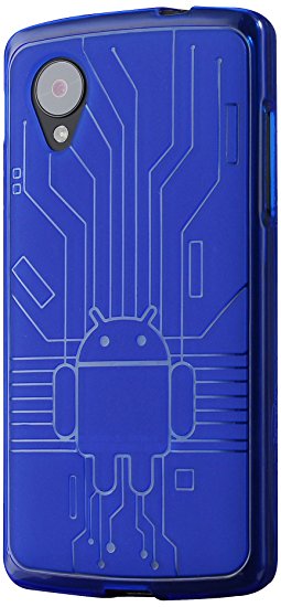 Nexus 5 Case, Cruzerlite Bugdroid Circuit TPU Case Compatible for Nexus 5 - Blue