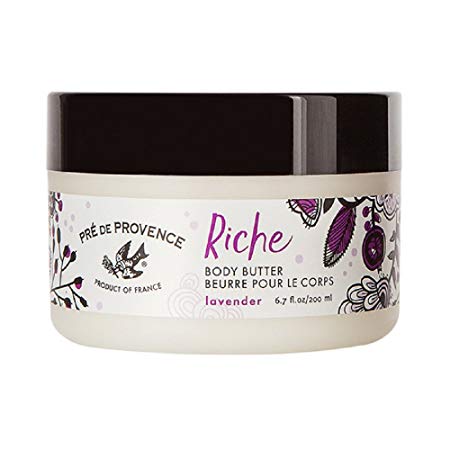 Pre de Provence Riche Collection Three Cream Hydrating and Soothing Body Butter, Lavender, 0.5 Pound