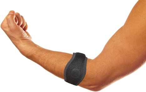 Elbow Brace (1 COUNT) - Tennis & Golf Elbow Support Band with Adjustable Strap and Compression Therapy Pad - Supporting Relief of Epicondylitis, Tendonitis, Carpal Tunnel Syndrome, and Arthritis pain
