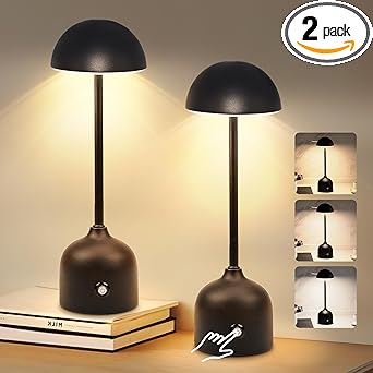 Yoobao Table Lamps Set of 2, 4500mAh Battery Operated Lamp, 3 Adjustable Color Brightness, Rechargeable Table Lamps for Living Room, Modern Bedside Lamps for Home Decoration