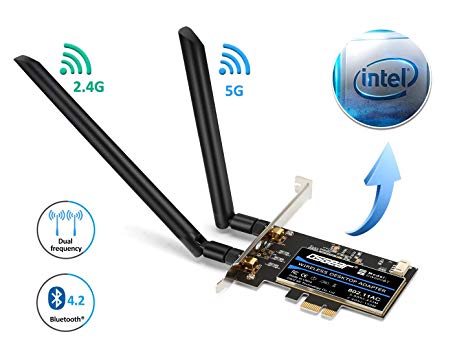 OSGEAR PCIe Bluetooth Wifi Wireless Card 600Mbps WLAN Network Adapters with 2 Antennas 2.4G/5G Dual Band Hight Speed for Desktop Computer Windows 10/8/7