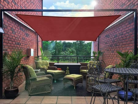 diig Patio Sun Shade Sail Canopy, 12' x 12' Rectangle Shade Cloth Block Sunshade Fabric - Outdoor Cover Awning Shelter for Pergola Backyard Garden Yard (Red Color)