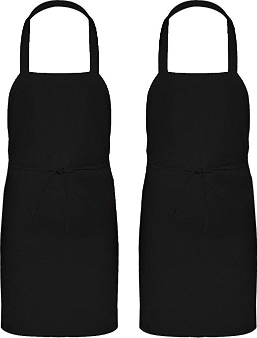 Professional Bib Apron (Set of 12, Black, 32 by 28 Inches) - Durable, Comfortable, Easy Care - by Utopia Wear