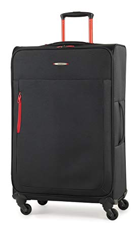Members Hi-Lite 78cm Lightweight Expandable Four Wheel Spinner Suitcase Black/Red