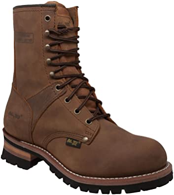 AdTec Mens 9 Inch Lug Sole Super Logger Work Boot, Goodyear Welt Construction with Full Grain Crazy Horse Leather Smooth Lining and Shock Absorbing Non Slip Rubber Insole, Utility Footwear for Men