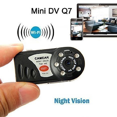 Mini Q7 WIFI P2P Surveillance Spy Remote Camera DVR iPhone Android night vision Hidden Camera DVR Wireless IP Camera Hidden Camcorder Video Recorder Camera