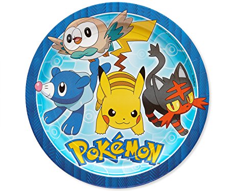 American Greetings Pokémon 8 Count Dinner Round Plate Large