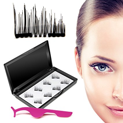 Magnetic False Eyelashes (8 PCS) Newest Design Dual Magnetic Eyelash Extensions 3D Reusable Fake Lashes For Women Makeup, No Glue, Natural Look (2-8x)