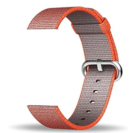 Smart Watch Band, Uitee Woven Nylon Band for Apple Watch 38mm Series 1 & 2, Uniquely and Artistically Designed Replacement Strap for iWatch, Best Comfortably Light With Fabric-Like Feel (Orange)