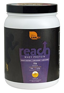 Zahlers Reach, Whey Protein Shake powder, advanced formula for Lean muscle build, all-natural weight management product, naturally sweetened and flavored, Certified Kosher, #1 best great delicious tasting Vanilla Flavor, 1.1 Pound