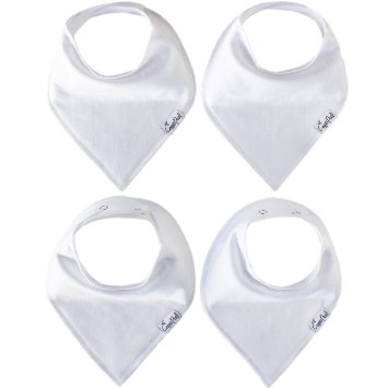 Copper Pearl Baby Bandana Drool Bibs White Basics 4 Pack of Unisex Absorbent Cotton Modern Baby Gift Set for Boys and Girls