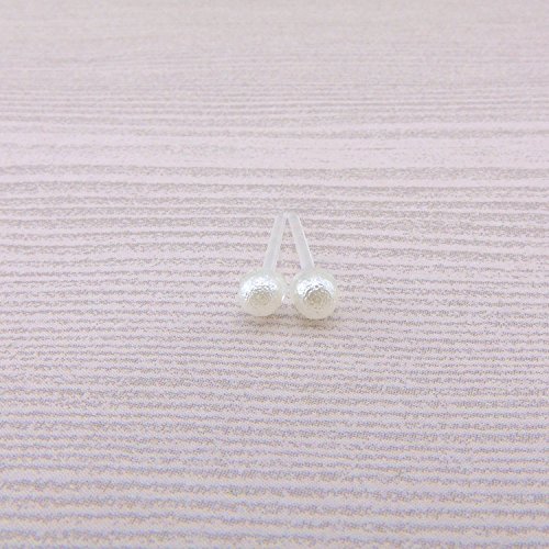 Tiny 3mm Off White Simulated Cotton Pearl Earrings on Plastic Posts for Metal Sensitive Ears