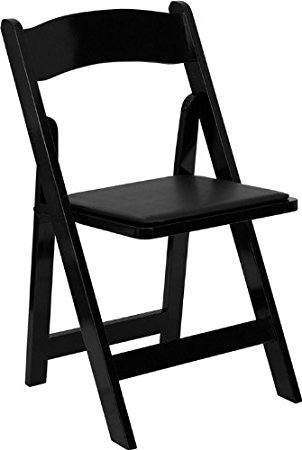 HERCULES Series Black Wood Folding Chair - Padded Vinyl Seat [XF-2902-BK-WOOD-GG]