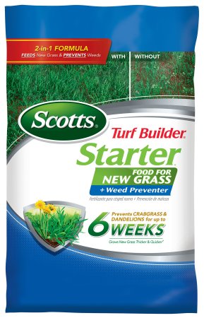 Scotts Turf Builder Lawn Food - Starter Food for New Grass Plus Weed Preventer 5000-sq ft Starter Lawn Fertilizer Plus Crabgrass Dandelion and Weed Preventer Not Sold in FL