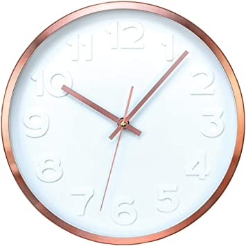 Timekeeper 668024 Copper II Wall Clock, White