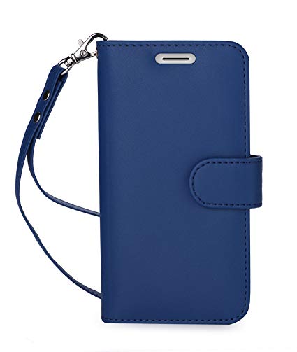 Fyy Moto G5 Case, Motorola G5 Case, [RFID Blocking Wallet] Premium PU Leather 100% Handmade Wallet Case Stand Cover Credit Card Protector for Motorola Moto G5 Navy