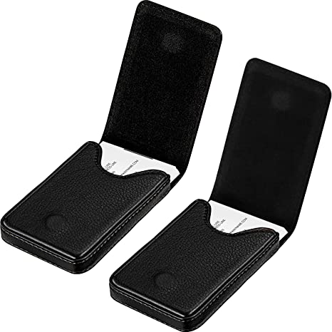 2 Pieces Business Card Holder, Business Card Wallet PU Leather Business Card Case Pocket Business Name Card Holder with Magnetic Shut Credit Card ID Case/Wallet (Black)