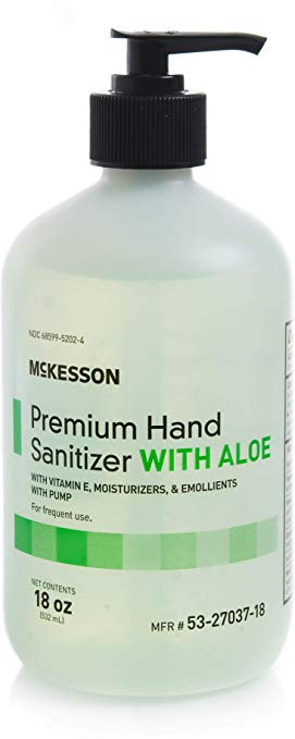 McKesson Premium Hand Sanitizer with Aloe, 18 oz Spring Water Scented Antiseptic solution - Formulized with Ethanol, Aloe, and Vitamin E to kill Kill 99% of Bacteria