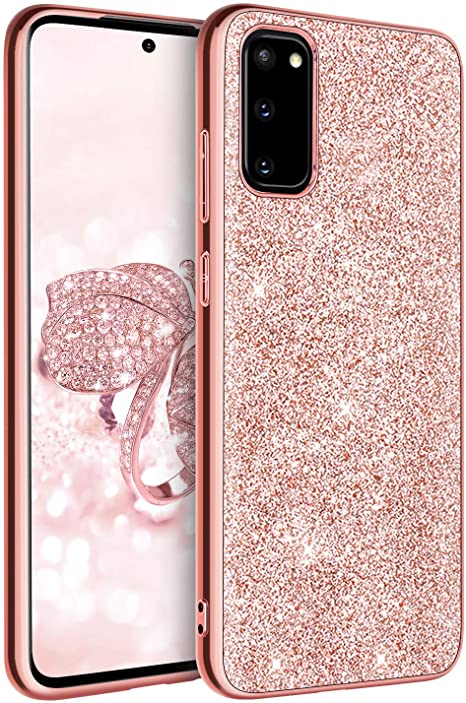 BENTOBEN Galaxy S20 Case 6.2" 5G, Slim Thin Luxury Glitter Sparkle Bling Shiny Girly Drop Proof Women Girl Phone Cover with Lanyard for Samsung Galaxy S20 - Rose Gold