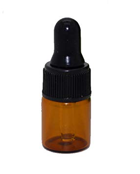 50Pcs Mini 2ML Empty Refillable Amber Glass Essential Oil Bottles Perfume Cosmetic Liquid Aromatherapy Lotion Sample Storage Containers Vials Jars with Eye Dropper Dispenser, Black Screw Cap