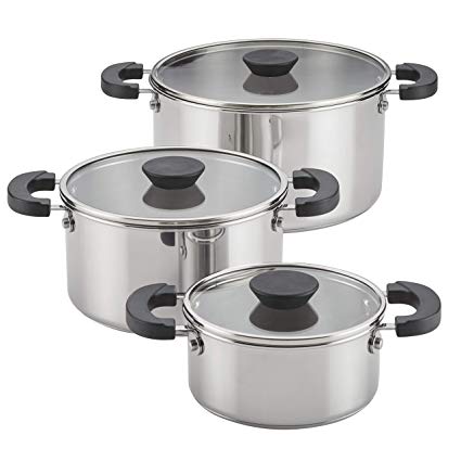 Farberware 76222 Neat Nest Stainless Steel Sauce Pan Set/ Saucepan Set, 6 Piece, Silver