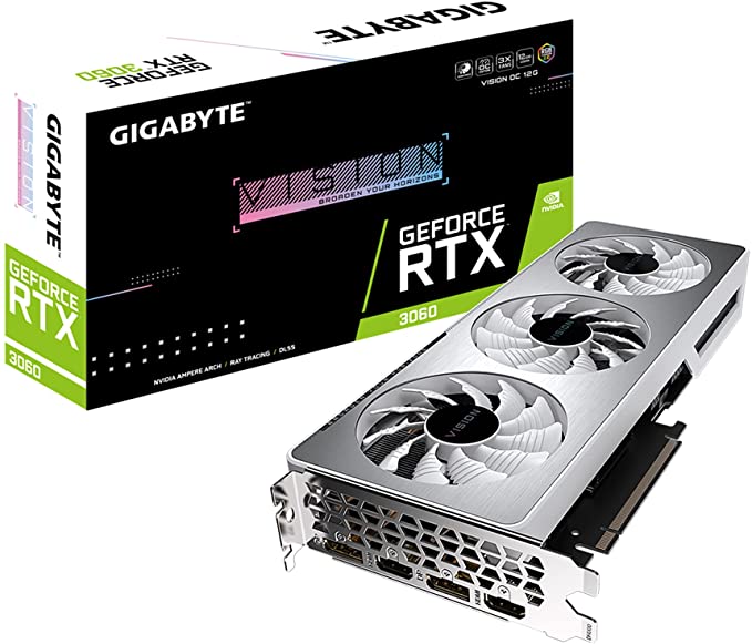 GIGABYTE GeForce RTX 3060 Vision OC 12G (REV2.0) Graphics Card, 3X WINDFORCE Fans, 12GB 192-bit GDDR6, GV-N3060VISION OC-12GD REV2.0 Video Card