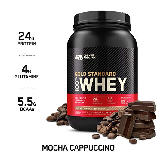 OPTIMUM NUTRITION GOLD STANDARD 100% Whey Protein Powder, Mocha Cappuccino, 2 Pound