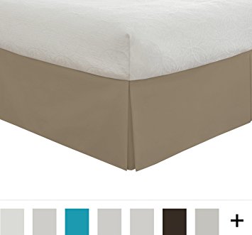 Lux Hotel Bedding Tailored Bed Skirt, Classic 14” Drop Length, Pleated Styling, Twin, Mocha