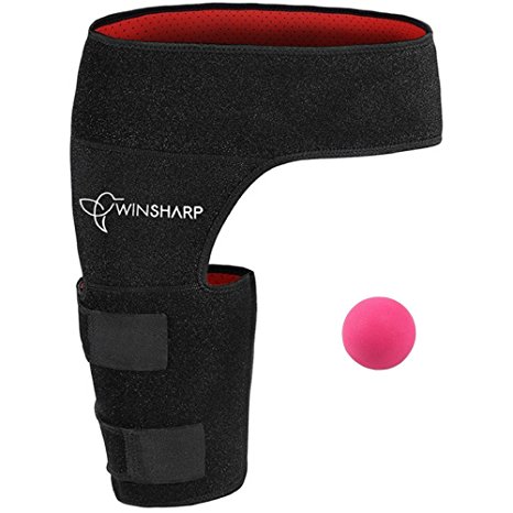 Groin Support Brace & BONUS Massage Ball | Thigh Wrap Adjustable Hamstring and Hip Compression | Most Comfortable Braces for Recovery, Sports, Pain Relief
