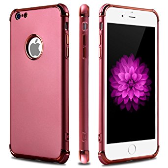 iPhone 6 Plus Case,iPhone 6S Plus Case,Casegory 3 in 1 Ultra Thin Slim Fit Reinforced Corner Soft Silicone TPU Shockproof Protective Air Cushion Bumper iPhone 6 Plus Phone Case- Rose Gold