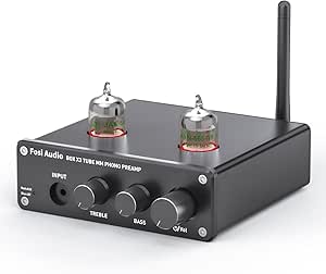 Fosi Audio BOX X3 5654W Tube Phono Preamplificatore Giradischi Preamplificatore per fonografo MM Bluetooth 5.0 Mini Stereo Hi-Fi Preamplificatore per Home Audio Giradischi Sistema audio