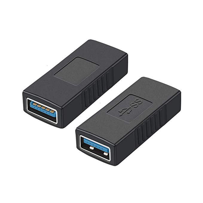 USB 3.0 Coupler, CableCreation 2 Pack USB 3.0 Female to Female Extension Adapter, Black