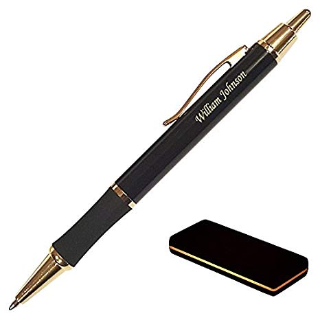 Dayspring Pens | Personalized Monroe Black Ballpoint Pen and Case - Custom Engraved Fast with Your Name.