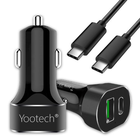 Type C Car Charger,YOOTECH 30W Dual USB Car Charger with Type C and Quick Charge Port for LG G5,Nexus 5X,Nexus 6P and Other Support Device[Include Type C Cable] (30W,2-Port)