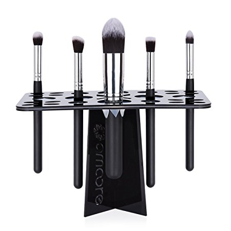 amoore Makeup Brush Holder Air Drying Rack Organizer with 26 Mix Size Slots (black)