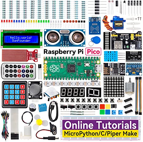 SunFounder Raspberry Pi Pico Ultimate Starter Kit with Detailed Online Tutorials, 320  Items, 113 Projects, MicroPython, Piper Make and C/C   (Compatible with Arduino IDE)