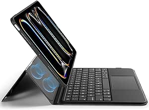 ESR Ascend iPad Pro 11 Inch Case with Keyboard (M4, 2024), Magnetic Detachable Keyboard with Multi-Touch Trackpad, Fully Adjustable,Color Backlit Keys, Pencil Clasp, Black