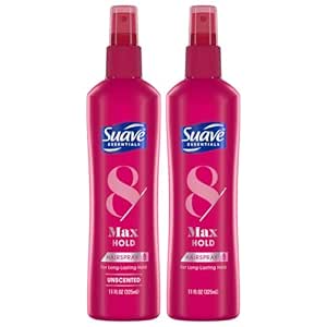 Suave Hairspray Max Hold Variety 2-Pack, Unscented & Scented Formulas – Non-Aerosol Hairspray, 11 Oz Ea