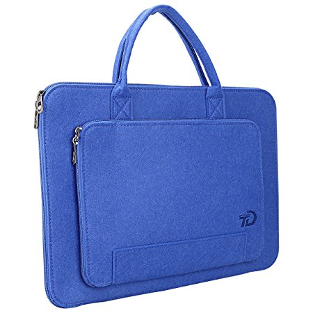 Toneseas 14-15.6Inch Laptop Sleeve Travel Office Business Style Case Anti-Shock MacBook Pro Retina Felt Bag with Subordinate Bag,Handle Zipper Design Portable to Carry(Blue)