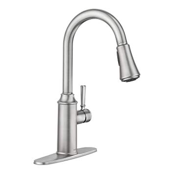 Moen 87801SRS Conneaut One-Handle Pulldown Kitchen Faucet with Reflex and Power Clean, Spot Resist Stainless