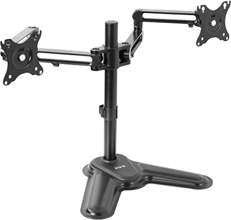 VIVO Freestanding Full Motion Aluminum Dual VESA Monitor Desk Stand with Articulating Double Center Arm Joints | Fits 17 to 32 inch Screens (STAND-V102Z)