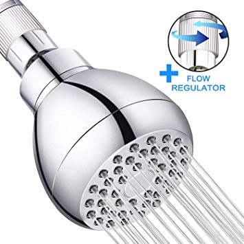 CFMOUR 3" High Pressure Shower Head with Flow Regulator - Easy to Control Water Pressure and Water Flow, Fixed Bathroom Showerhead For Low or High Flow Showers, Chrome 1024CP Shower-Heads