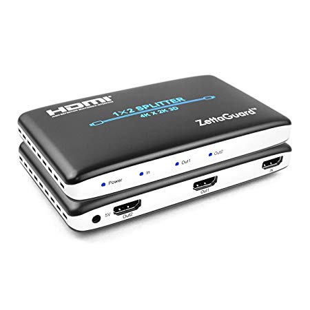 ZettaGuard 1x2 HDMI Splitter 1 In 2 Out Digital 1 x 2 Splitters with Full HD 4K x 2K, 3840 × 2160, 3D Support (ZW120)