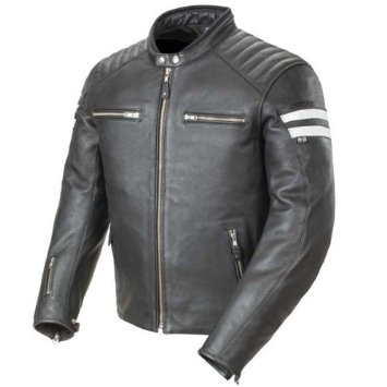 Joe Rocket Classic '92 Men's Leather Motorcycle Jacket (Black/White, Medium)