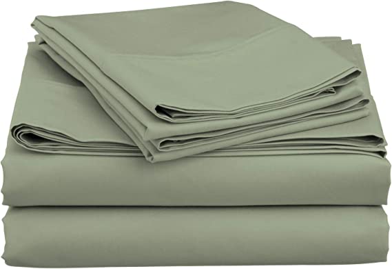 King Size 100% Egyptian Cotton 800 Thread Count 4 Piece Sheets Set - 18" Inch Deep Pocket, Smooth & Soft Sateen Weave, Premium Quality Hotel Bedding, Sage Solid