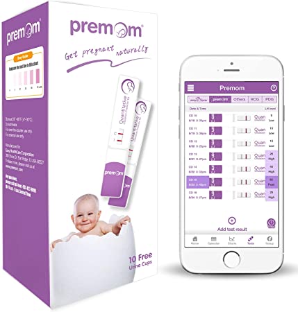 Premom Quantitative Ovulation Test Dip Card, Ovulation Predictor Kit with Digital Ovulation Reader APP, Numerical Ovulation Tests, 10 FREE urine CUPS included,10 LH Tests