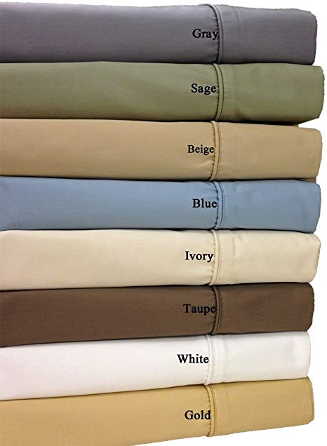 Royal Hotel 650-Thread-Count Bed Sheets - Wrinkle Free Sheets - Deep Pocket, Cotton Blend, Sateen Sheets, Hypoallergenic, 4 Piece - Top Split Cal-King : Adjustable California King Size - Blue