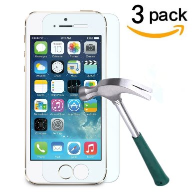 iPhone 5/5C/5S/SE Screen Protector,TANTEK [Anti-Bubble] [HD Ultra Clear] Premium Tempered Glass Screen Protector for iPhone 5,iPhone 5c,iPhone 5s,iPhone SE,[Lifetime Warranty]-[3Pack]